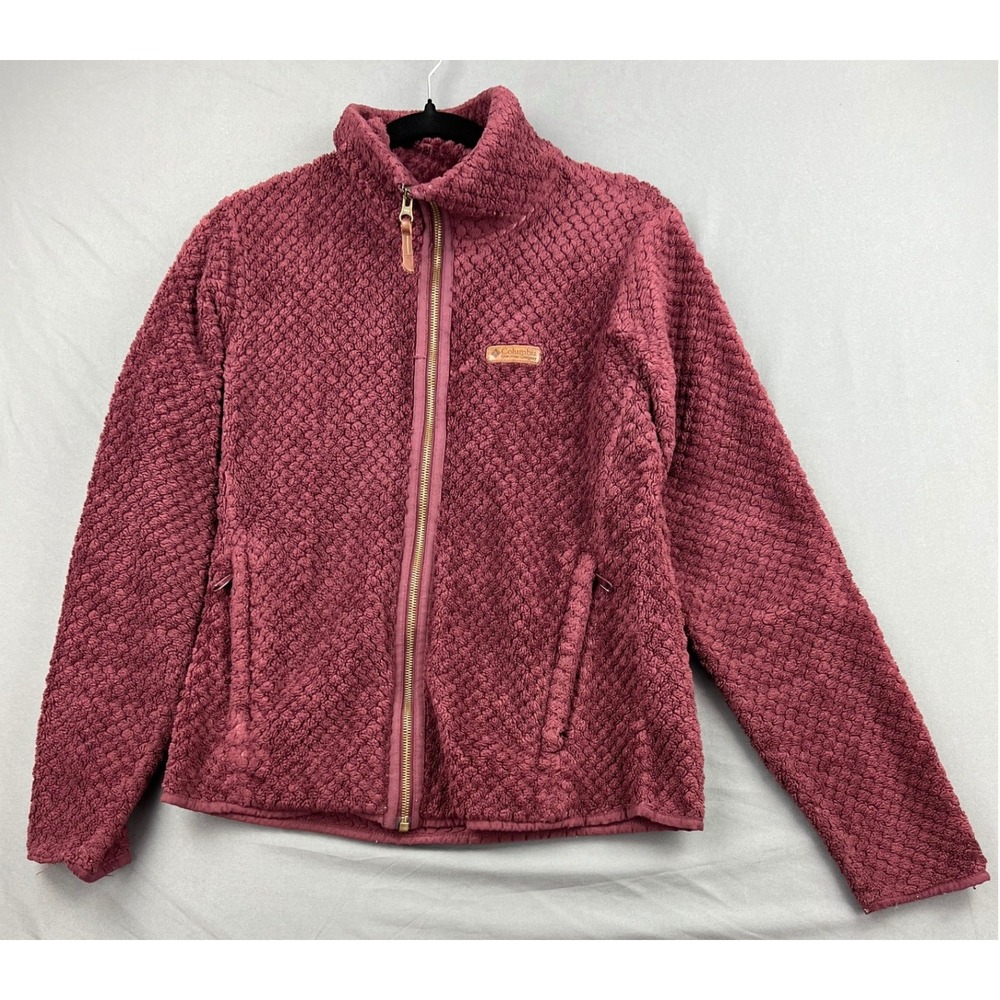 Columbia Fleece Jacket Womens Small Burgundy Fire Side II Sherpa Full Zip Fair